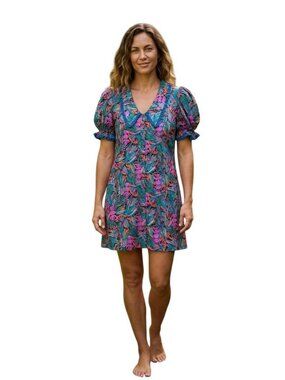 SSYS The Gemma Peter Pan Collared Dress in Orchid Palms, Size M